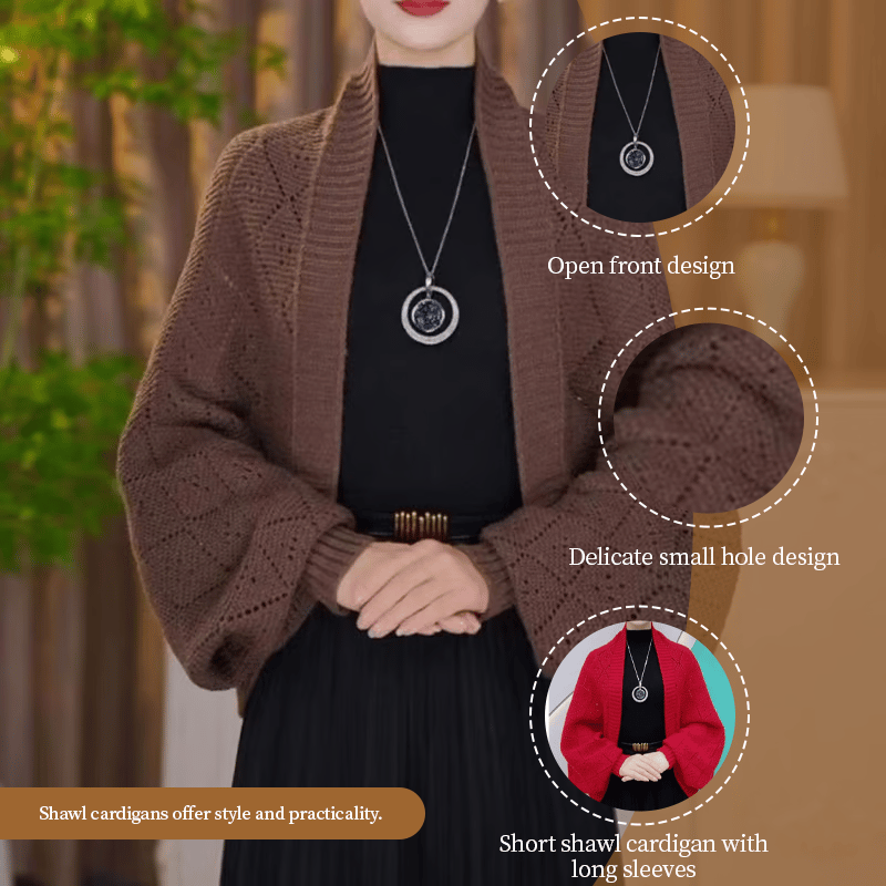 🔥2025 New Fashion🎀Fashion Hollow Out Knitted Shawl Coat