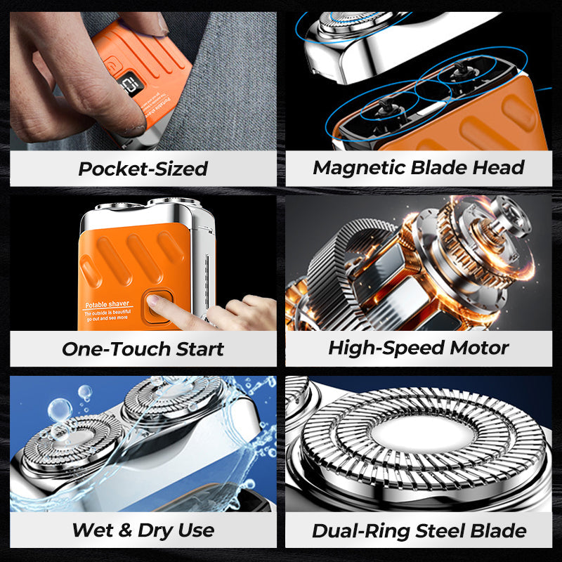 🔥🎉 Summer Hot Sale: 59% OFF! 🎁Portable Rotary Dual Ring Electric Shaver🚀