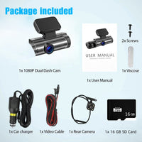 Dual recording - Front + Rear (with 16 GB memory card)