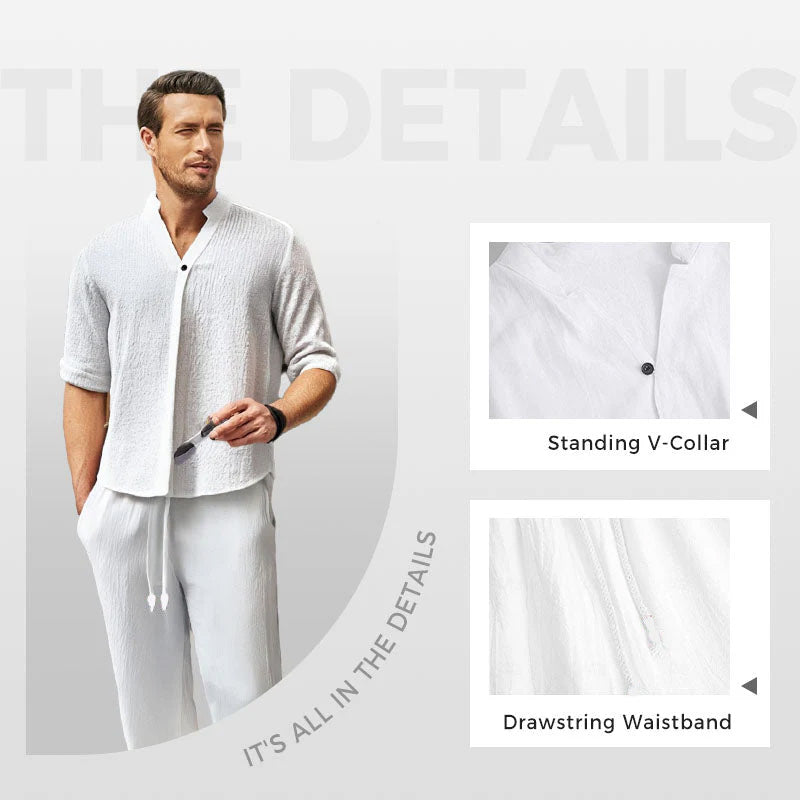 Men's Trendy Cotton Linen Top & Pants Two-Piece Set🎉BIG SALE-50% OFF