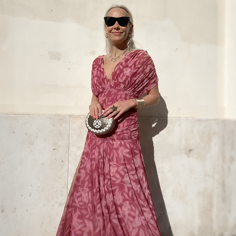 ⏳Time-limited Special⏰ Women's Off-the-Shoulder V-Neck Printed Dress