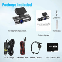 Dual recording - Front + Rear (with 32 GB memory card)