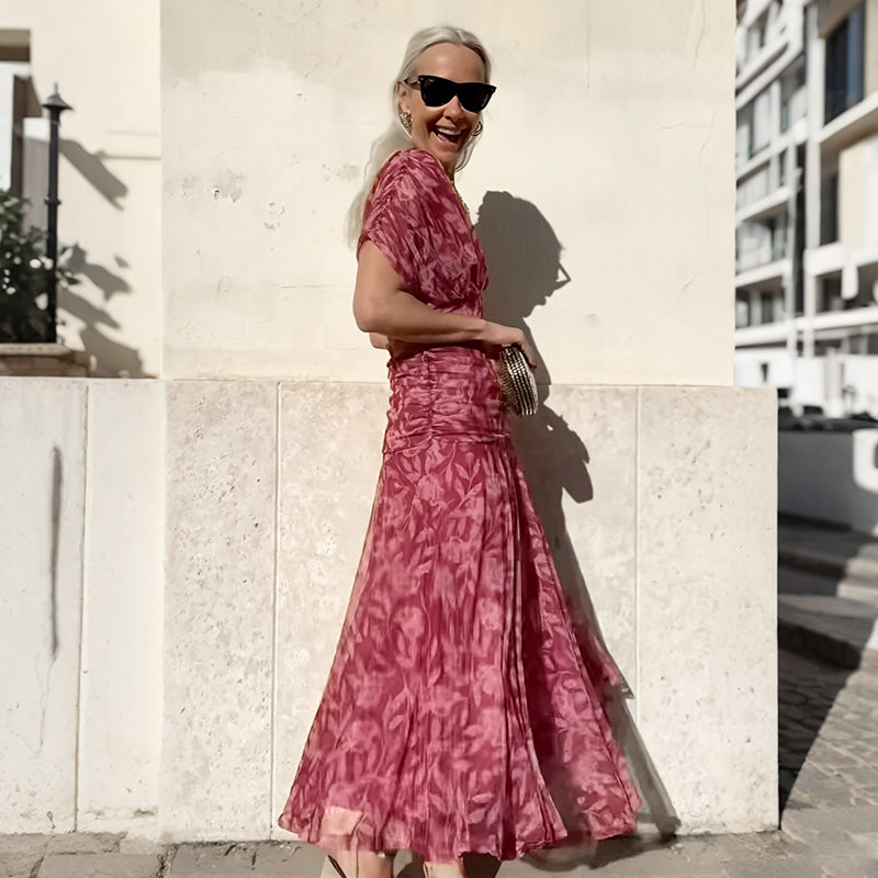 ⏳Time-limited Special⏰ Women's Off-the-Shoulder V-Neck Printed Dress