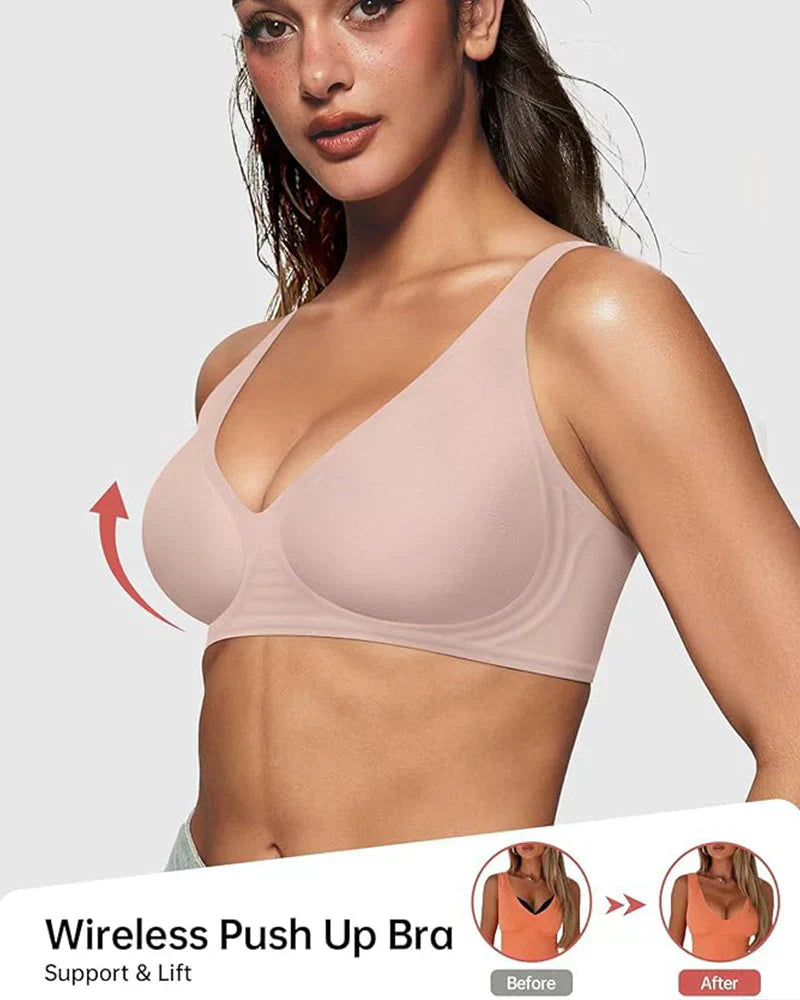 đSummer Hot Sale 49% OFFâ°Deep V Plunge Push-up Wirefree Seamless Jelly Bra