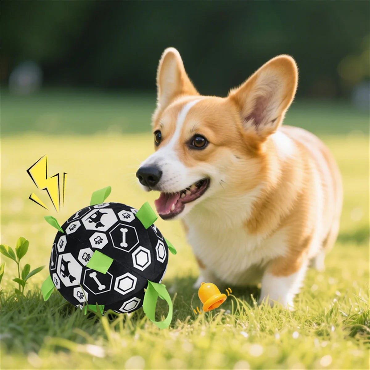 New Pet Bell Sound Toy Ball Dog Outdoor Interactive Training Play Football