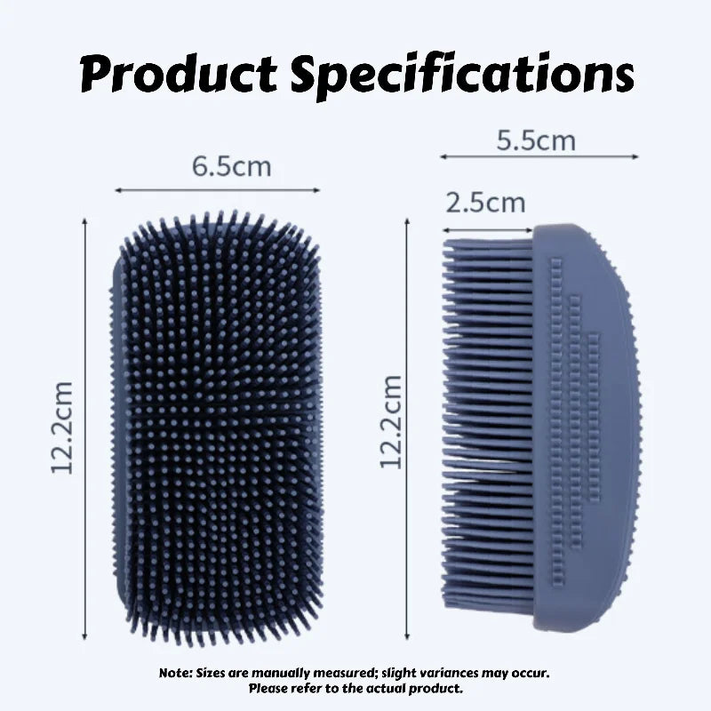 3-Head Silicone Bath Massage Brush with Fur Removal for Cats/Dogs - Collects 96% Wet Hair during Washing - Grooming Tool