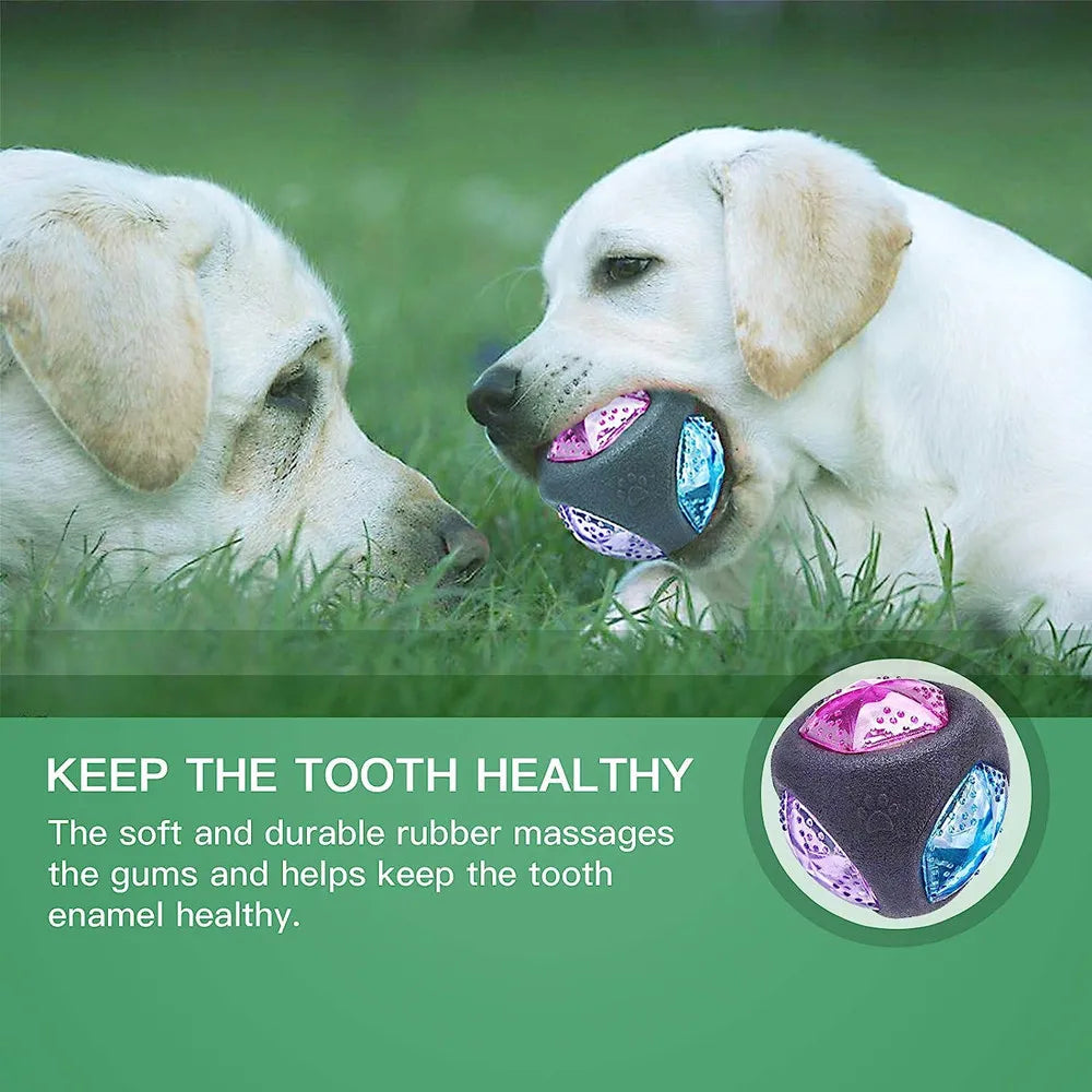 Interactive Dog Toy Squeaky Flash LED Glow Balls Dog Chew Toys for Aggressive Chewers Puppy Pet Light Up Bounce Ball Toys