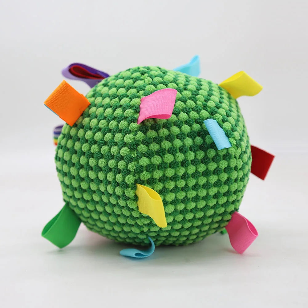Interactive Ball Dog Toy Suitable for Chewing Training, Stress Relief, Bite Sound Resistance, Plush tug-of-war Toy three color
