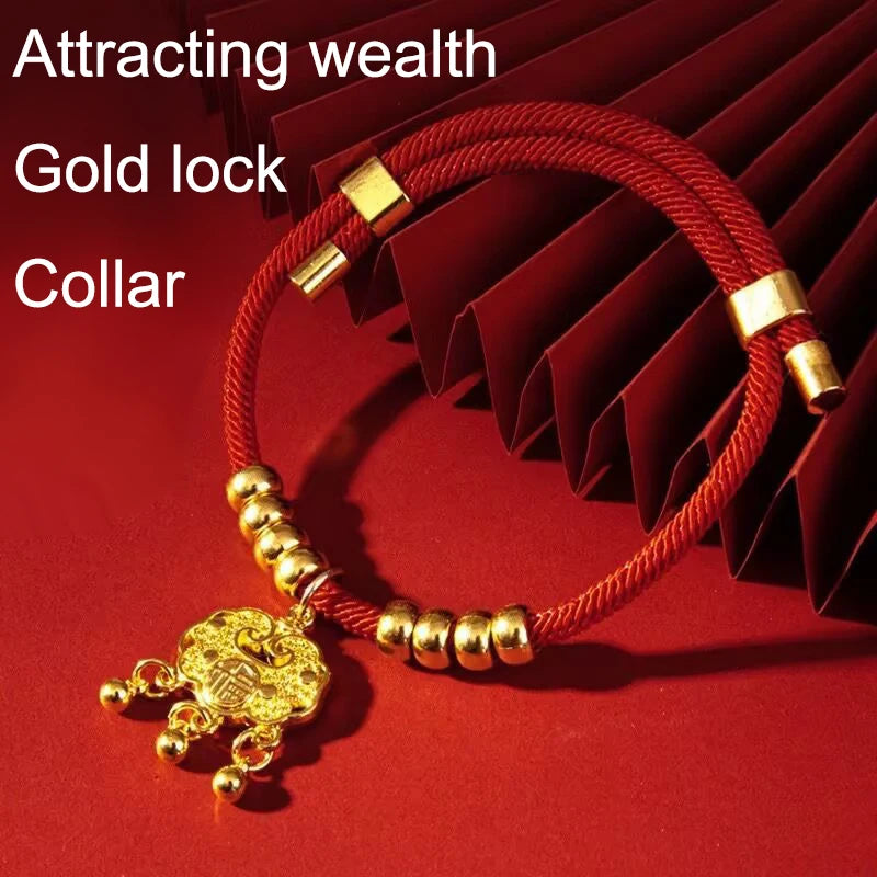 Cat Long Life Lock Collar Pet Necklace Accessories Neck Ring Bell Dog Neck Ring Golden Lock Cat Tag Anti Loss Tag