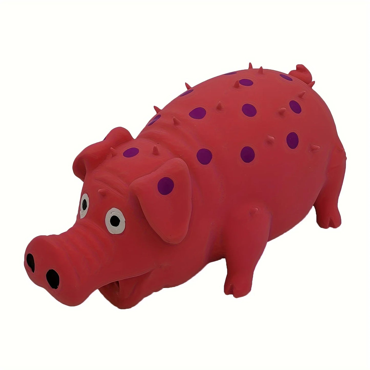 Latex pig shaped dog chew toy with squeaking and polka dot design, teeth cleaning interactive toy suitable for all dog breeds
