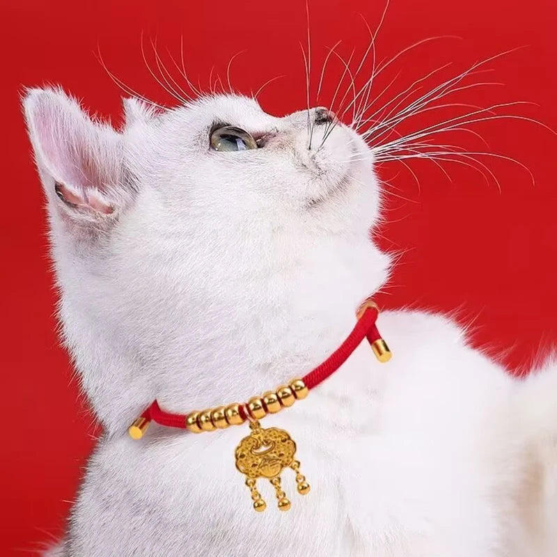 Cat Long Life Lock Collar Pet Necklace Accessories Neck Ring Bell Dog Neck Ring Golden Lock Cat Tag Anti Loss Tag