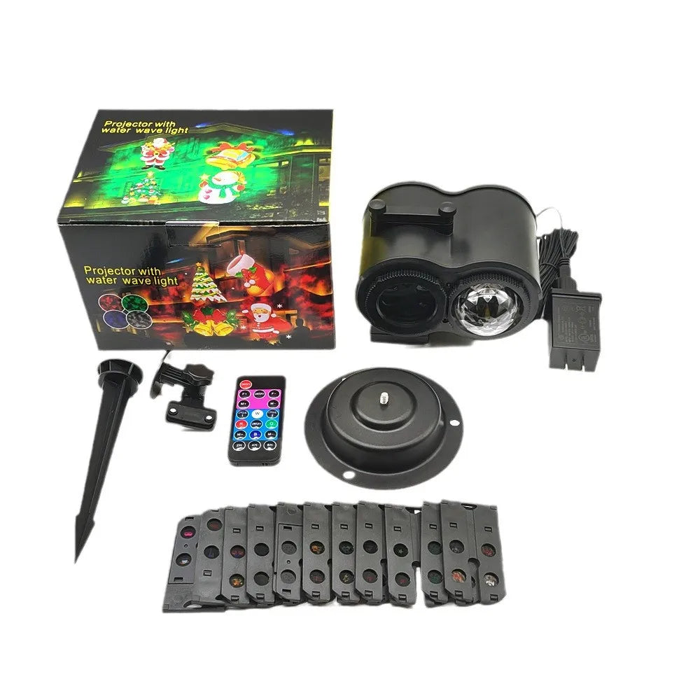 2 IN 1 Outdoor Christmas Projector Lights 16 Patterns Snowflakes Landscape Projector Lamp with Remote for Halloween Party Decor
