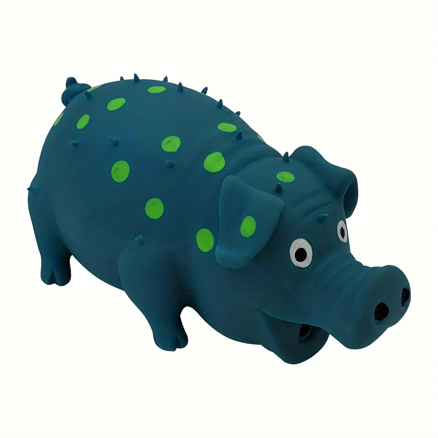 Latex pig shaped dog chew toy with squeaking and polka dot design, teeth cleaning interactive toy suitable for all dog breeds