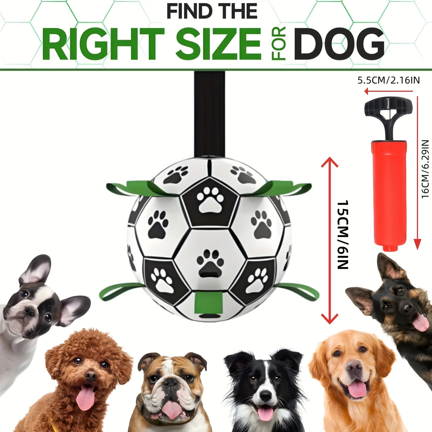 Damaly,Interactive Dog Soccer Toy with A Grip Ring, Durable Water Ball for Dogs, Dog Chasing and Playing Toy, Without Battery