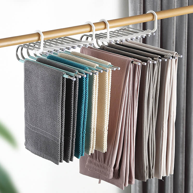 Multi layer zipper magic pants rack
