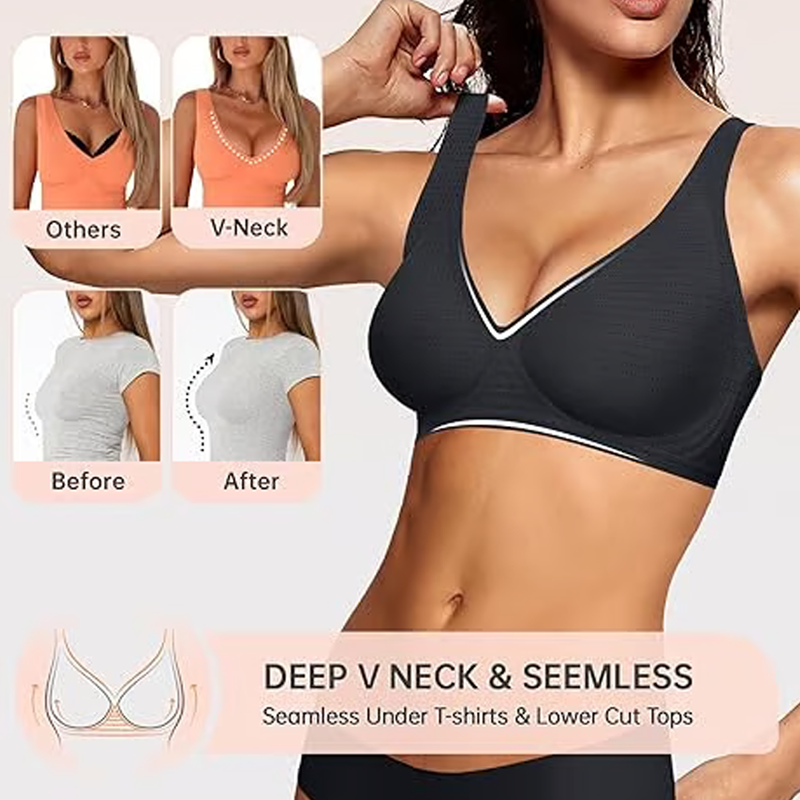 đSummer Hot Sale 49% OFFâ°Deep V Plunge Push-up Wirefree Seamless Jelly Bra