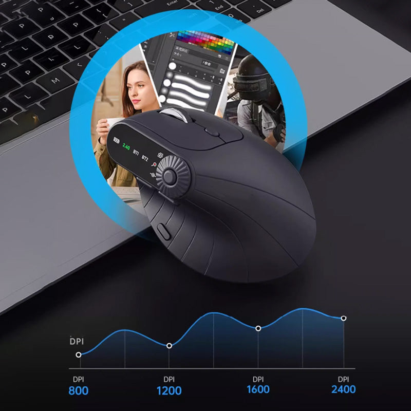 🖱️Multi-Device Bluetooth Ergonomic Mouse with Knob