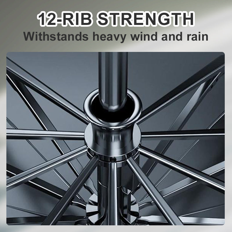 Large folding umbrella with 12 windproof ribs