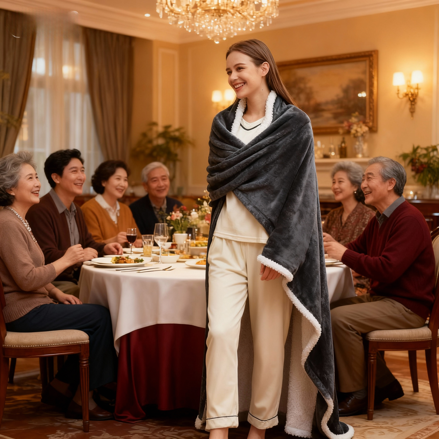 Wearable Heated Throw w/ Sleeves