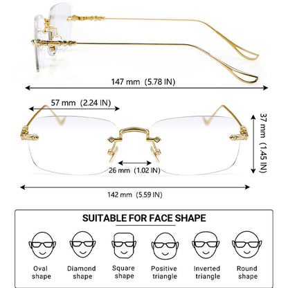 Anti-blue light rimless trimming presbyopic glasses men & women