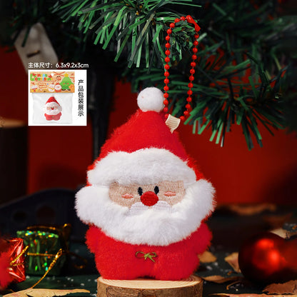 Kawaii Christmas Plush Keychain Cute Plush Mini XmasDoll Pendant Gingerbread Man Snowman Santa Claus Bag Decor Hanging Ornaments