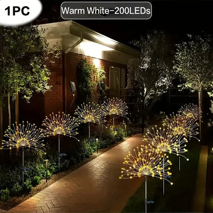 NEW 60LEDs Solar Fireworks Lights Outdoor Waterproof Solar Garden Lights 8 Lighting Modes With Remote Control Decorations Light