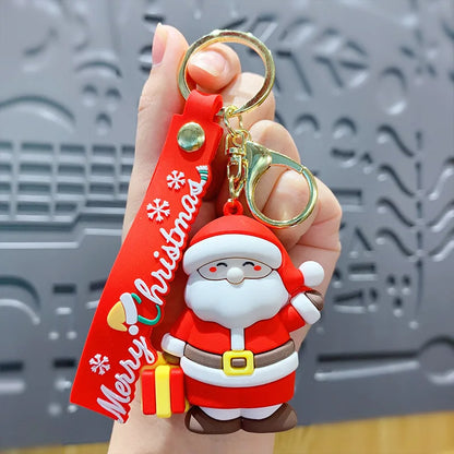 Christmas Cartoon Keychain Christmas Socks Snowman Accessories Pendant Cute Soft Glue Doll Key Rings Jewelry Gifts for Friends