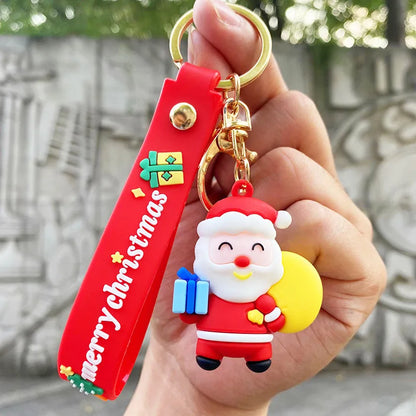 Christmas Cartoon Keychain Christmas Socks Snowman Accessories Pendant Cute Soft Glue Doll Key Rings Jewelry Gifts for Friends