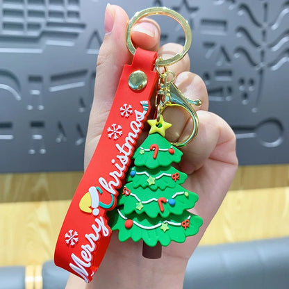 Christmas Cartoon Keychain Christmas Socks Snowman Accessories Pendant Cute Soft Glue Doll Key Rings Jewelry Gifts for Friends