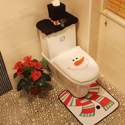 Cute Christmas Toilet Seat Covers Creative Santa Claus Bathroom Mat Xmas Supplies for Home New Year Gift Navidad Decor