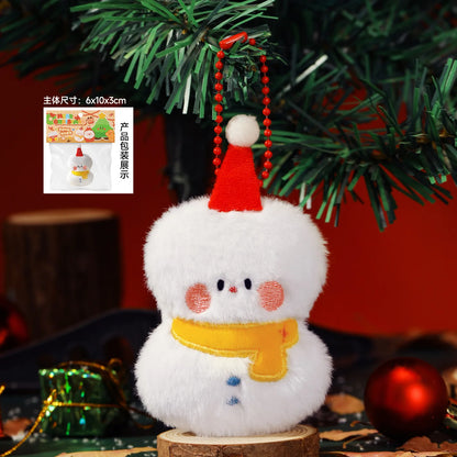 Kawaii Christmas Plush Keychain Cute Plush Mini XmasDoll Pendant Gingerbread Man Snowman Santa Claus Bag Decor Hanging Ornaments