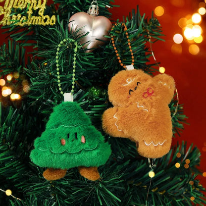 Kawaii Christmas Plush Keychain Cute Plush Mini XmasDoll Pendant Gingerbread Man Snowman Santa Claus Bag Decor Hanging Ornaments