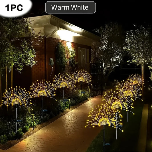 NEW 60LEDs Solar Fireworks Lights Outdoor Waterproof Solar Garden Lights 8 Lighting Modes With Remote Control Decorations Light