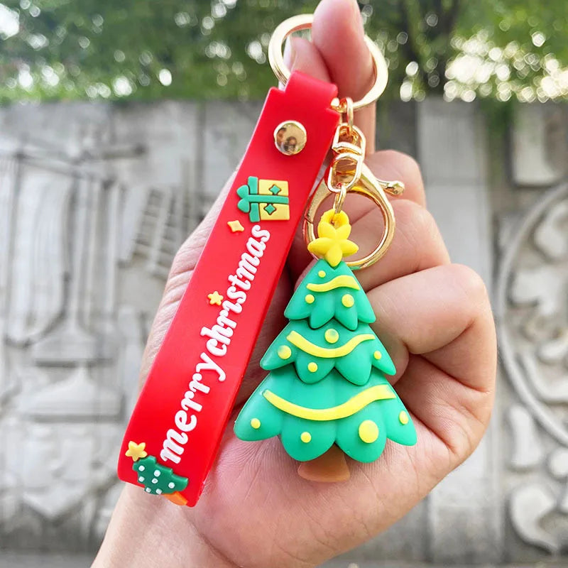 Christmas Cartoon Keychain Christmas Socks Snowman Accessories Pendant Cute Soft Glue Doll Key Rings Jewelry Gifts for Friends