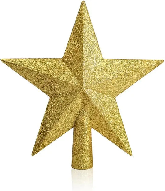8 IN Shiny Mini Christmas Tree Top Star Decoration, Perfect for Indoor Party Home Decor, Festive Holiday Ornament for Xmas Trees