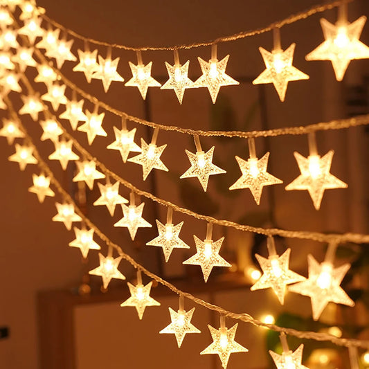 1.5/3M Christmas LED Fairy String Lights,Snowflake Star Ball Lights,Waterproof LED Lamp,Christmas Tree Garden Home Decoration