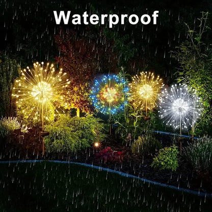 NEW 60LEDs Solar Fireworks Lights Outdoor Waterproof Solar Garden Lights 8 Lighting Modes With Remote Control Decorations Light