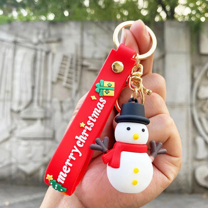 Christmas Cartoon Keychain Christmas Socks Snowman Accessories Pendant Cute Soft Glue Doll Key Rings Jewelry Gifts for Friends