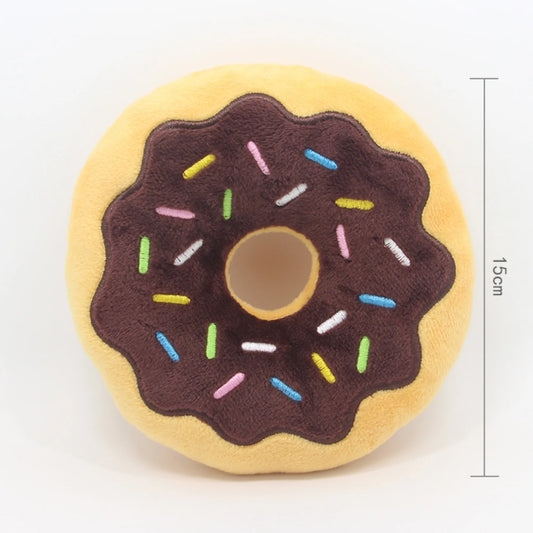 Dog Toys Donut Plush Soundmaking Cute Toy Pets Dog Squeaky Sound Funny Interactive Bite-Resistant Chew Biting Teeth Grinding