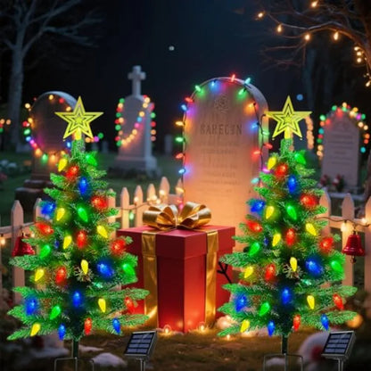 2Pack 3.6FT Solar Christmas Tree Outdoor Christmas Decorations with 8 Lighting Modes and 100 LED Lights Waterproof SolarPowered