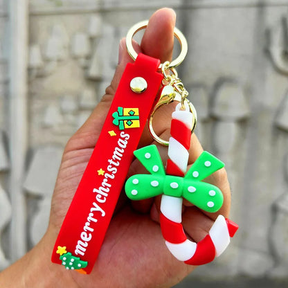 Christmas Cartoon Keychain Christmas Socks Snowman Accessories Pendant Cute Soft Glue Doll Key Rings Jewelry Gifts for Friends