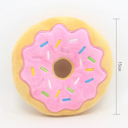 Dog Toys Donut Plush Soundmaking Cute Toy Pets Dog Squeaky Sound Funny Interactive Bite-Resistant Chew Biting Teeth Grinding