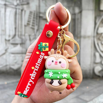 Christmas Cartoon Keychain Christmas Socks Snowman Accessories Pendant Cute Soft Glue Doll Key Rings Jewelry Gifts for Friends