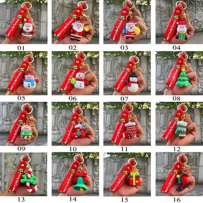Christmas Cartoon Keychain Christmas Socks Snowman Accessories Pendant Cute Soft Glue Doll Key Rings Jewelry Gifts for Friends