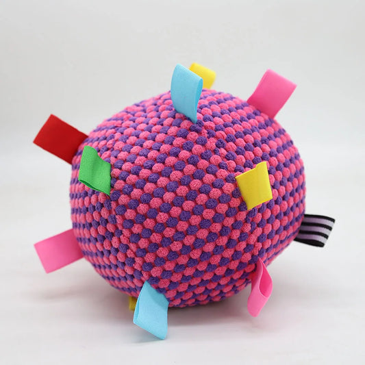 Interactive Ball Dog Toy Suitable for  Chewing Training, Stress Relief, Bite Sound Resistance, Plush tug-of-war Toy three color