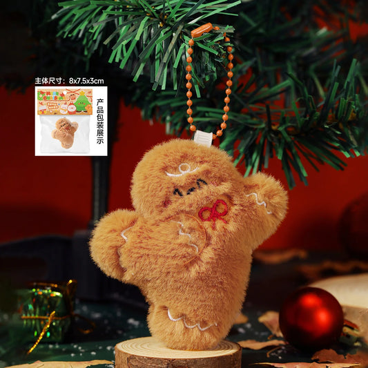 Kawaii Christmas Plush Keychain Cute Plush Mini XmasDoll Pendant Gingerbread Man Snowman Santa Claus Bag Decor Hanging Ornaments