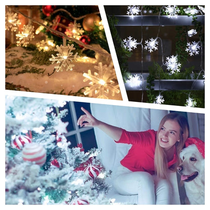 Snowflake Lights String LED Festoon Light USB Plug Christmas Tree Light Aesthetic Room Decoration Wedding Party New Year's Decor