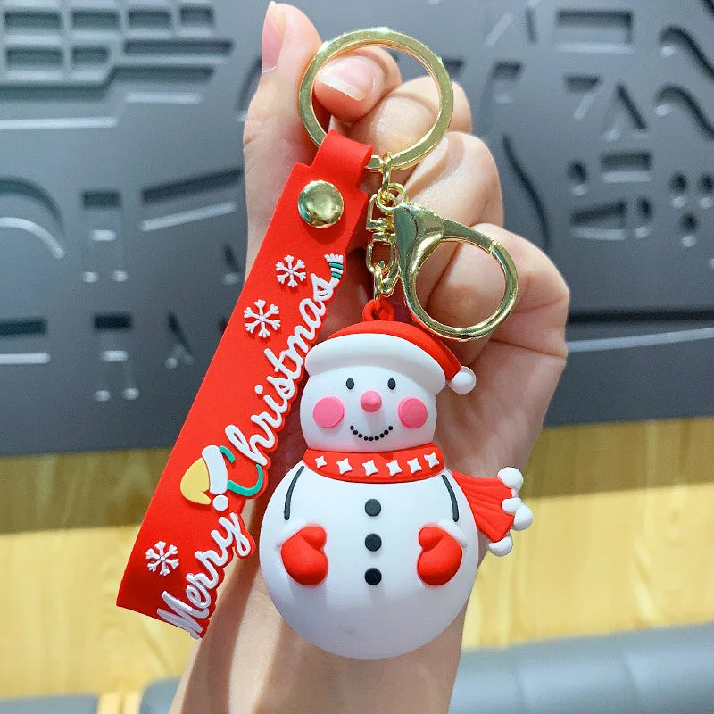 Christmas Cartoon Keychain Christmas Socks Snowman Accessories Pendant Cute Soft Glue Doll Key Rings Jewelry Gifts for Friends