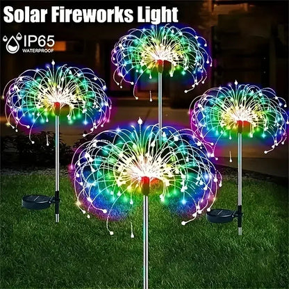 NEW 60LEDs Solar Fireworks Lights Outdoor Waterproof Solar Garden Lights 8 Lighting Modes With Remote Control Decorations Light