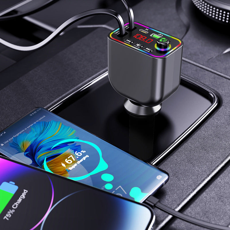 Multifuntional Bluetooth Retractable 120W Fast Car Charger